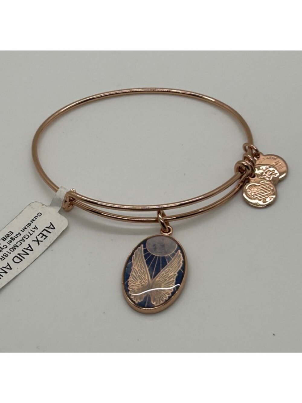 Alex And Ani Guardian Angel Wings Charm Bangle Bracelet Rose Gold Tone - Picture 4 of 11